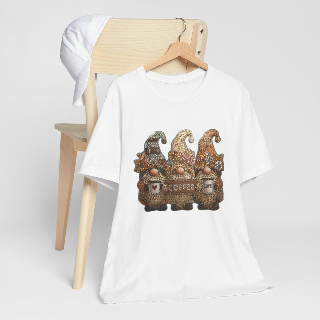 Coffee Gnome T-Shirt — Cozy Rustic Gnomes with 'Coffee' Sign