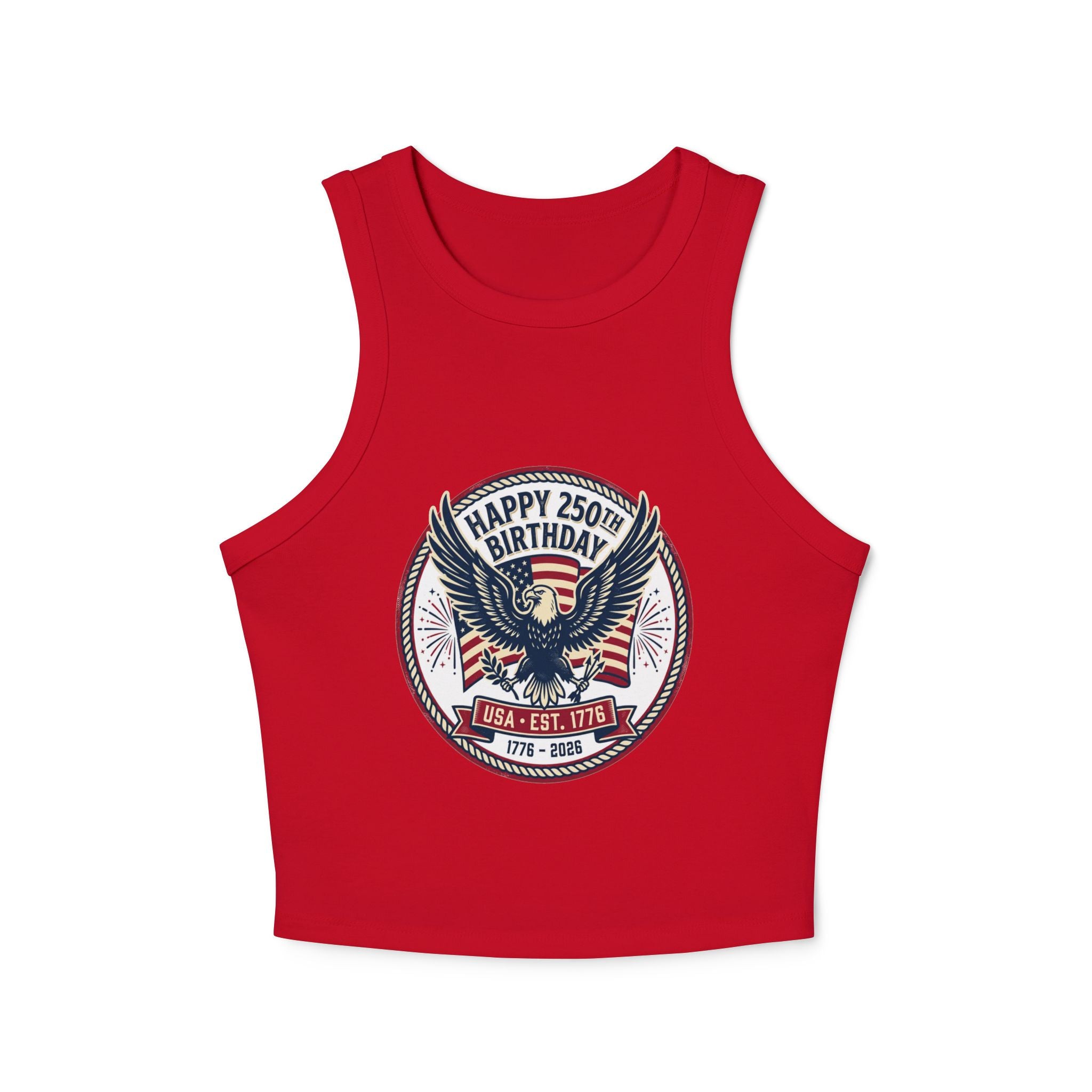 Happy 250th Birthday USA Eagle & Flag Racer Tank Top