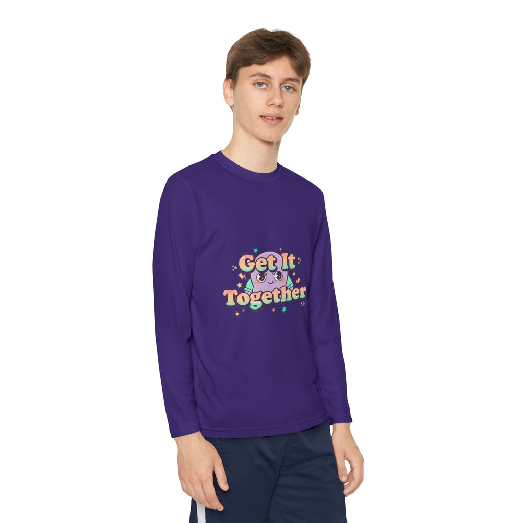 Get It Together Youth Long Sleeve Tee — Colorful Retro Motivation Shirt