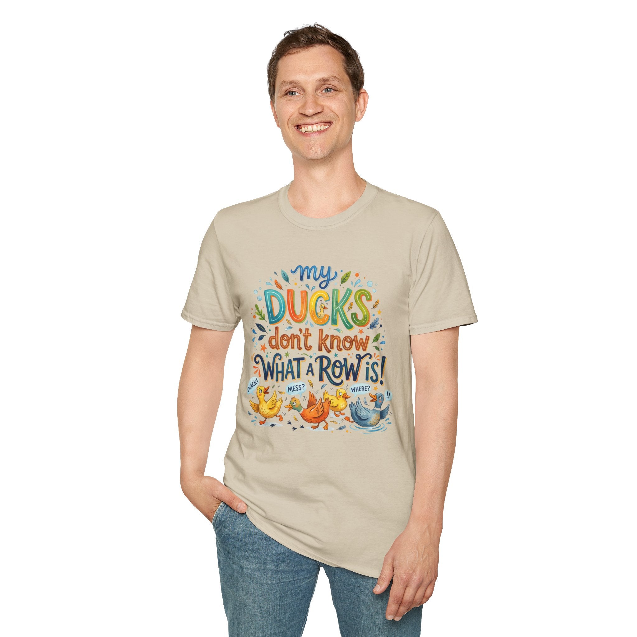 T-Shirt — "My Ducks Don't Know What A Row Is" Cute Duck Cartoon Tee