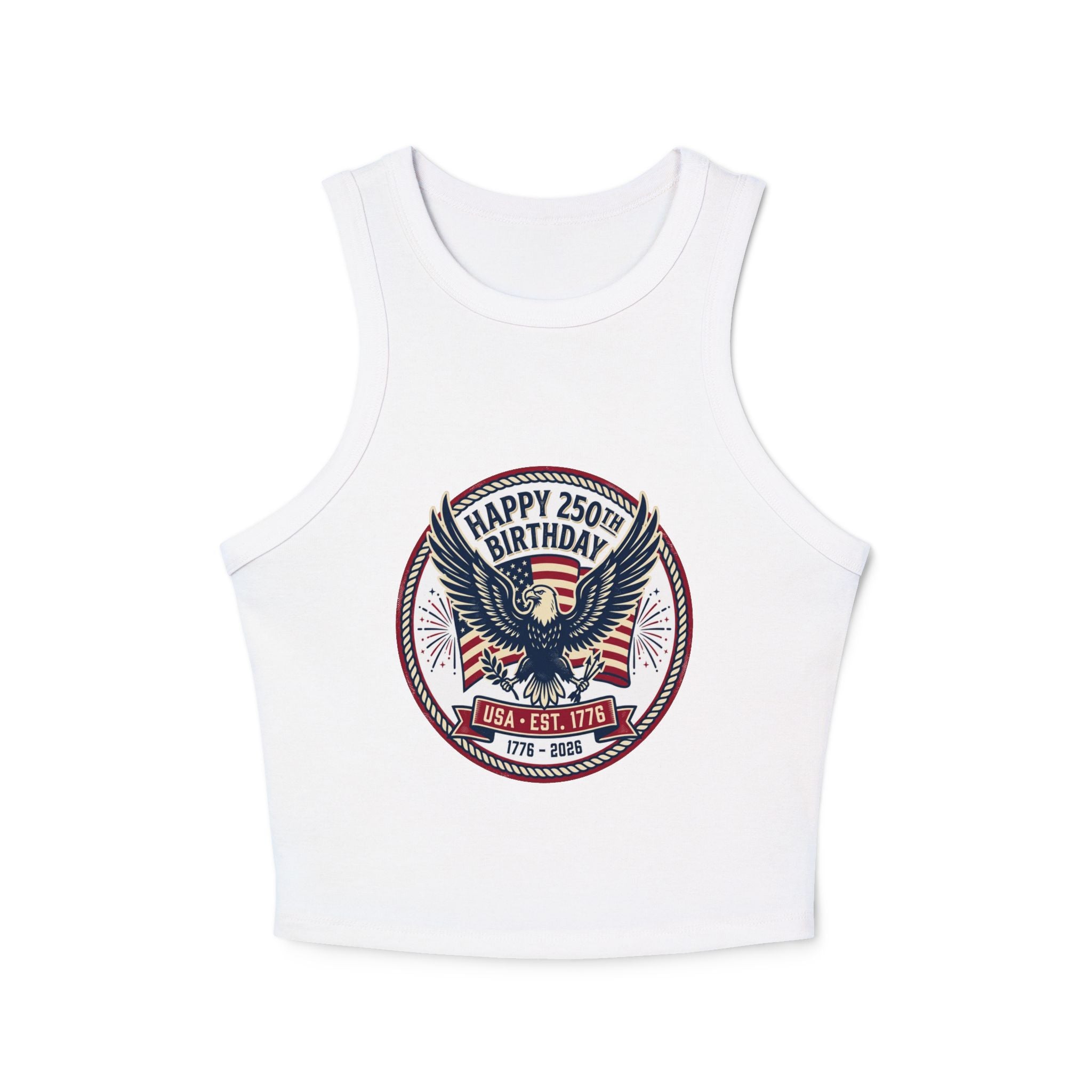 Happy 250th Birthday USA Eagle & Flag Racer Tank Top