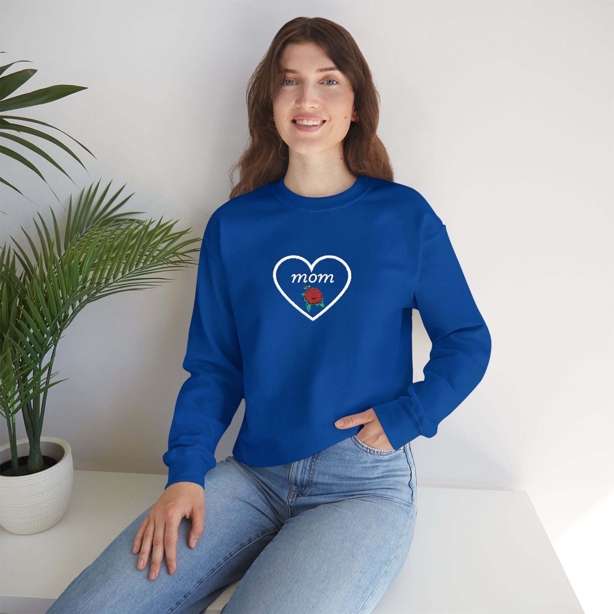 Mom Heart Rose Crewneck Sweatshirt — Mother's Day Gift