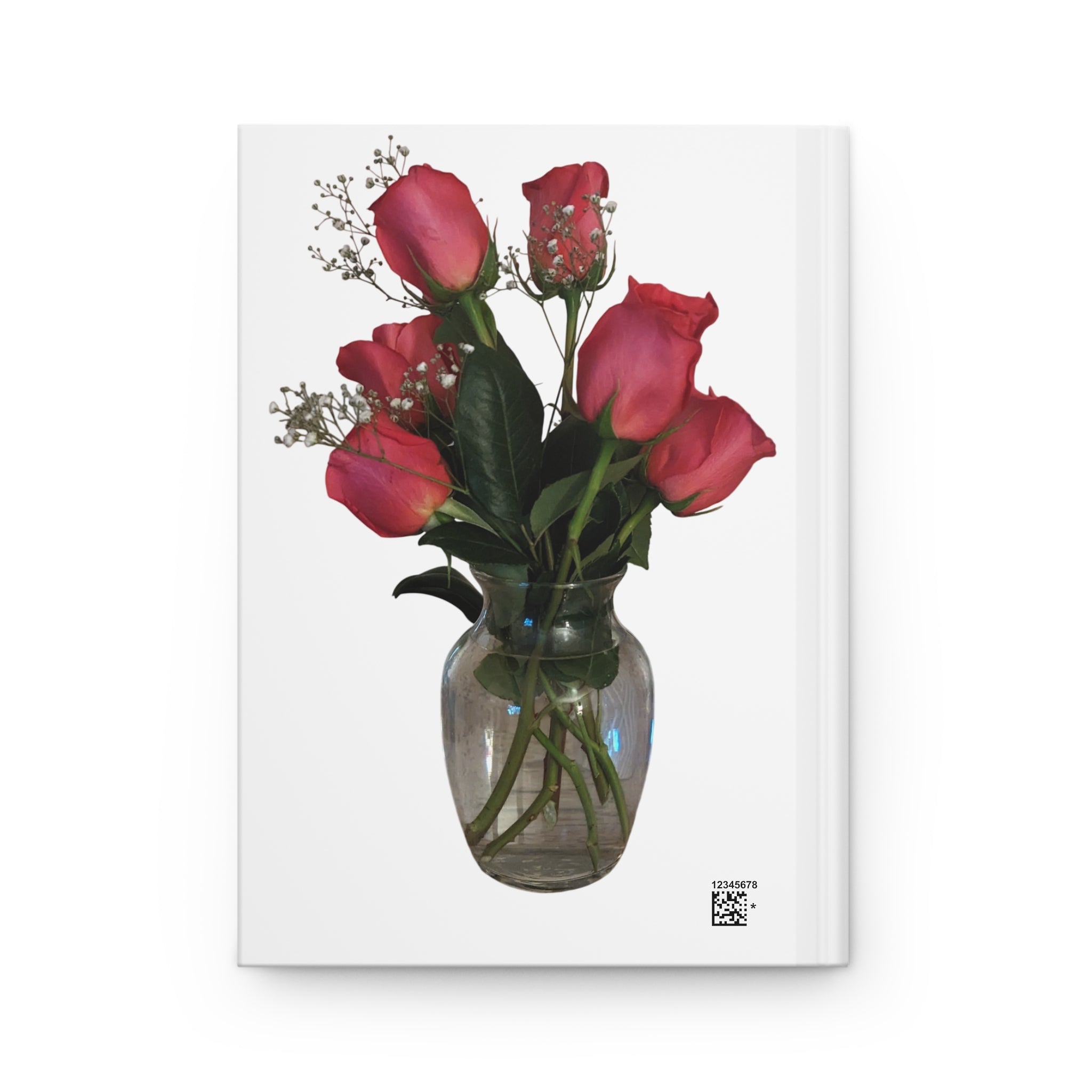 Hardcover Journal — Pink Roses Vase Notebook for Valentine's Day, Mother's Day, Floral Gift