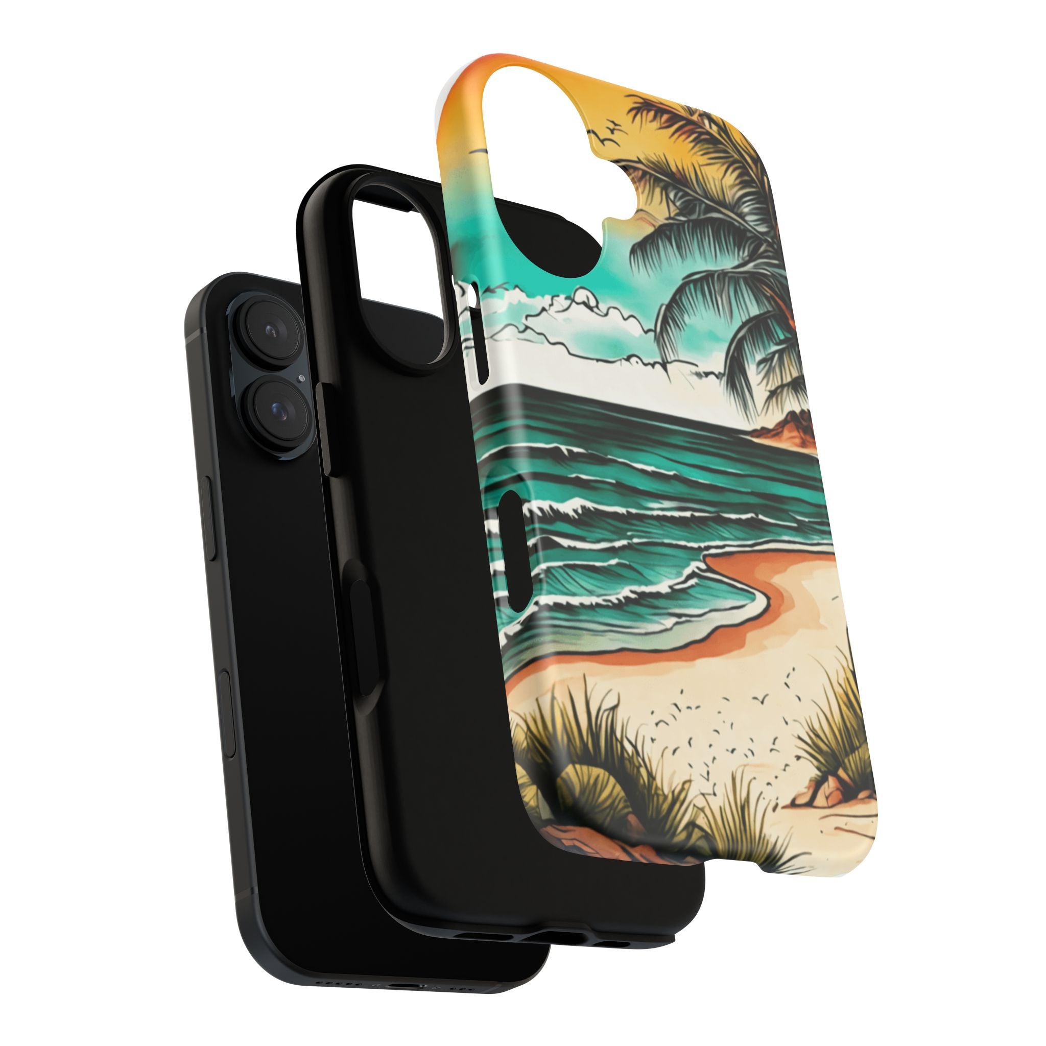 iPhone 16 Beach Sunset Phone Case — Tropical Palm Shore Protective iPhone Cover