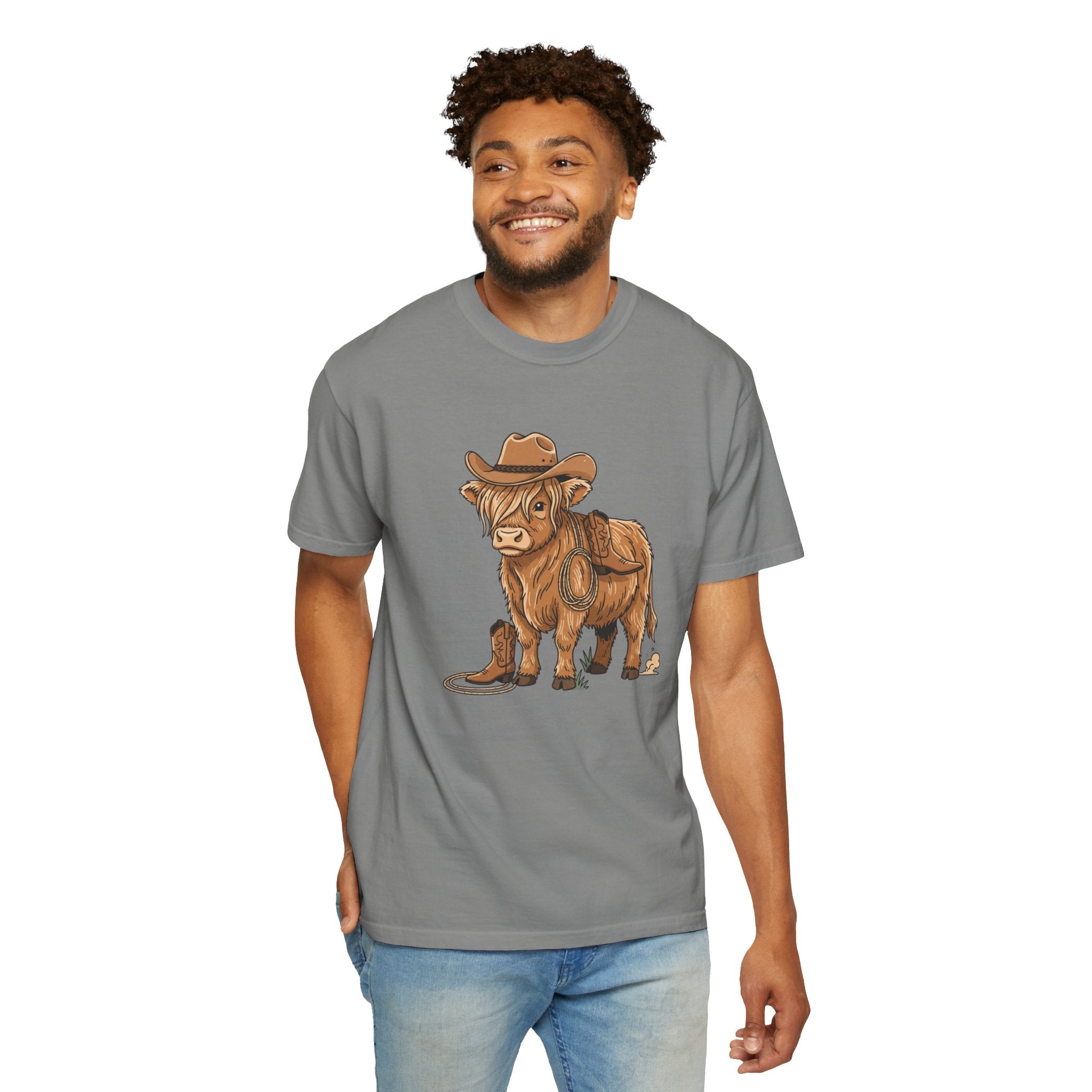 Cowboy Highland Cow T-Shirt — Cute Rodeo Cattle Graphic Tee