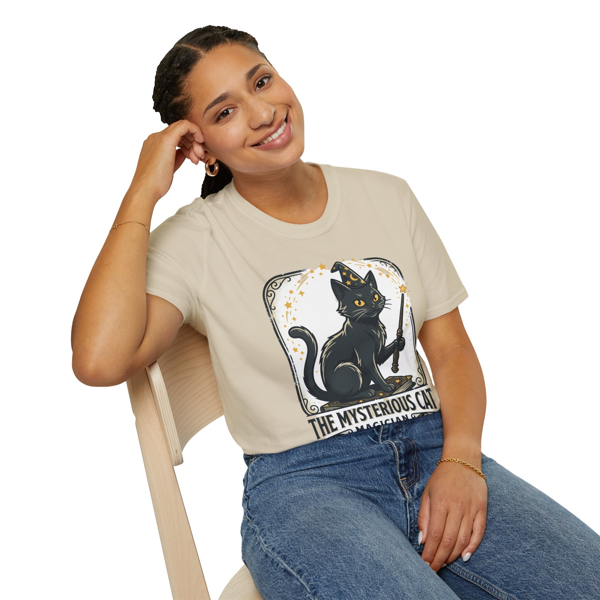 Magician Cat T-Shirt — "The Mysterious Cat" Cute Black Cat Magic Graphic Tee
