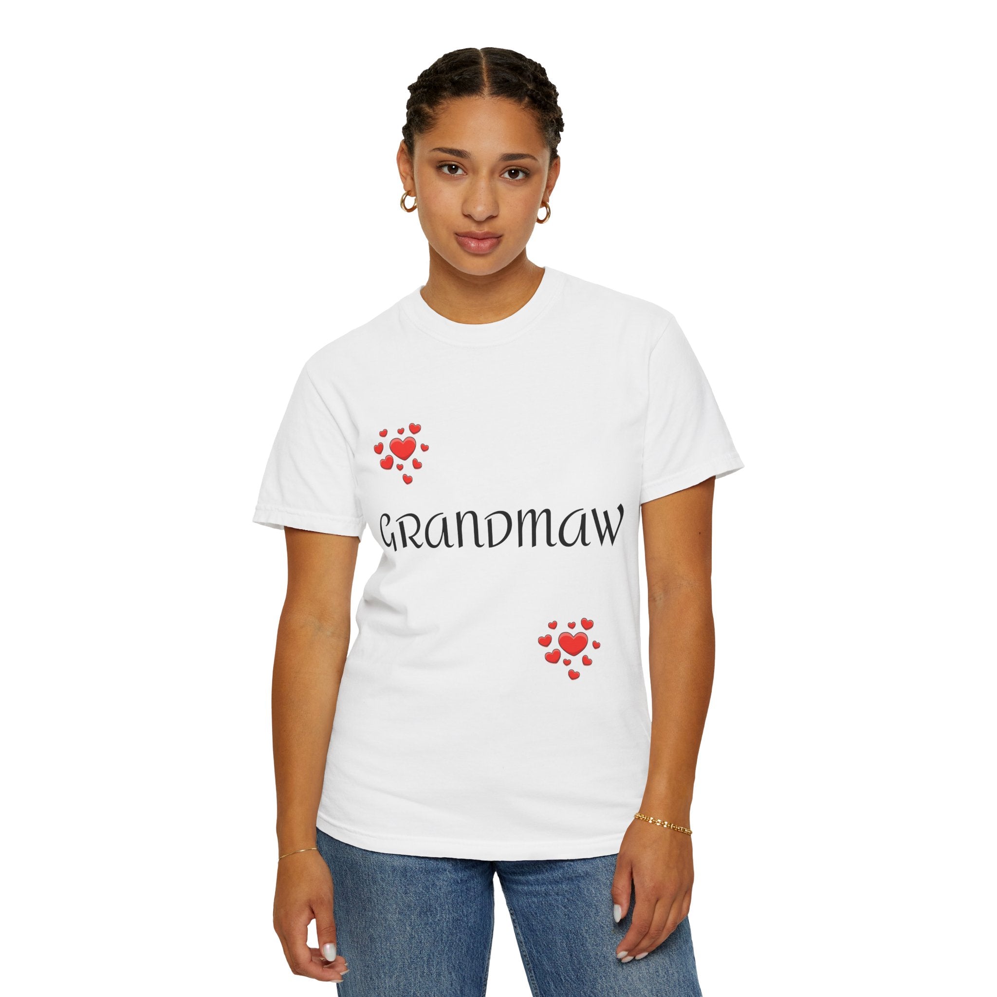 Grandmaw Heart Tee — 'GRANDMAW' Script T-Shirt with Red Heart Accents