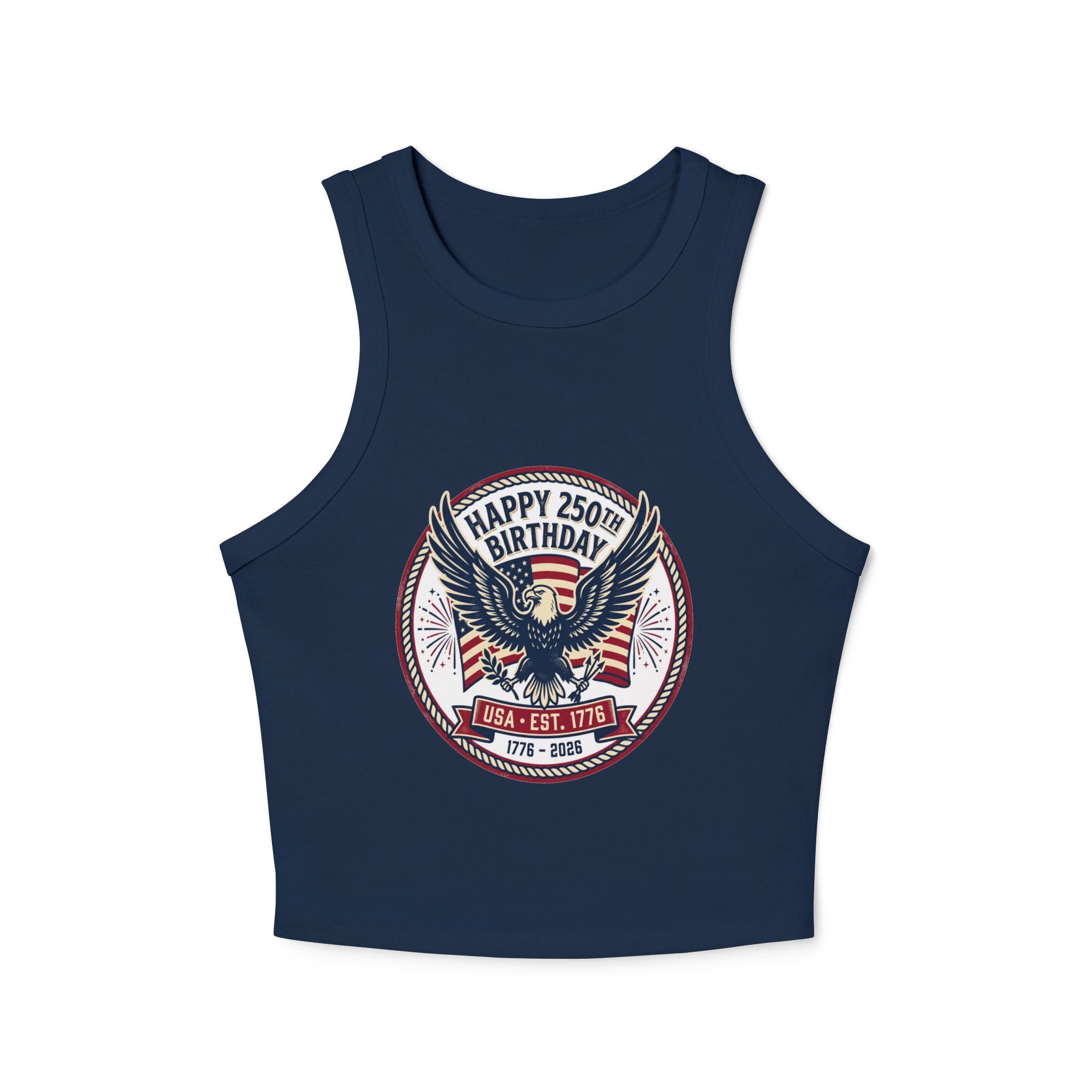Happy 250th Birthday USA Eagle & Flag Racer Tank Top
