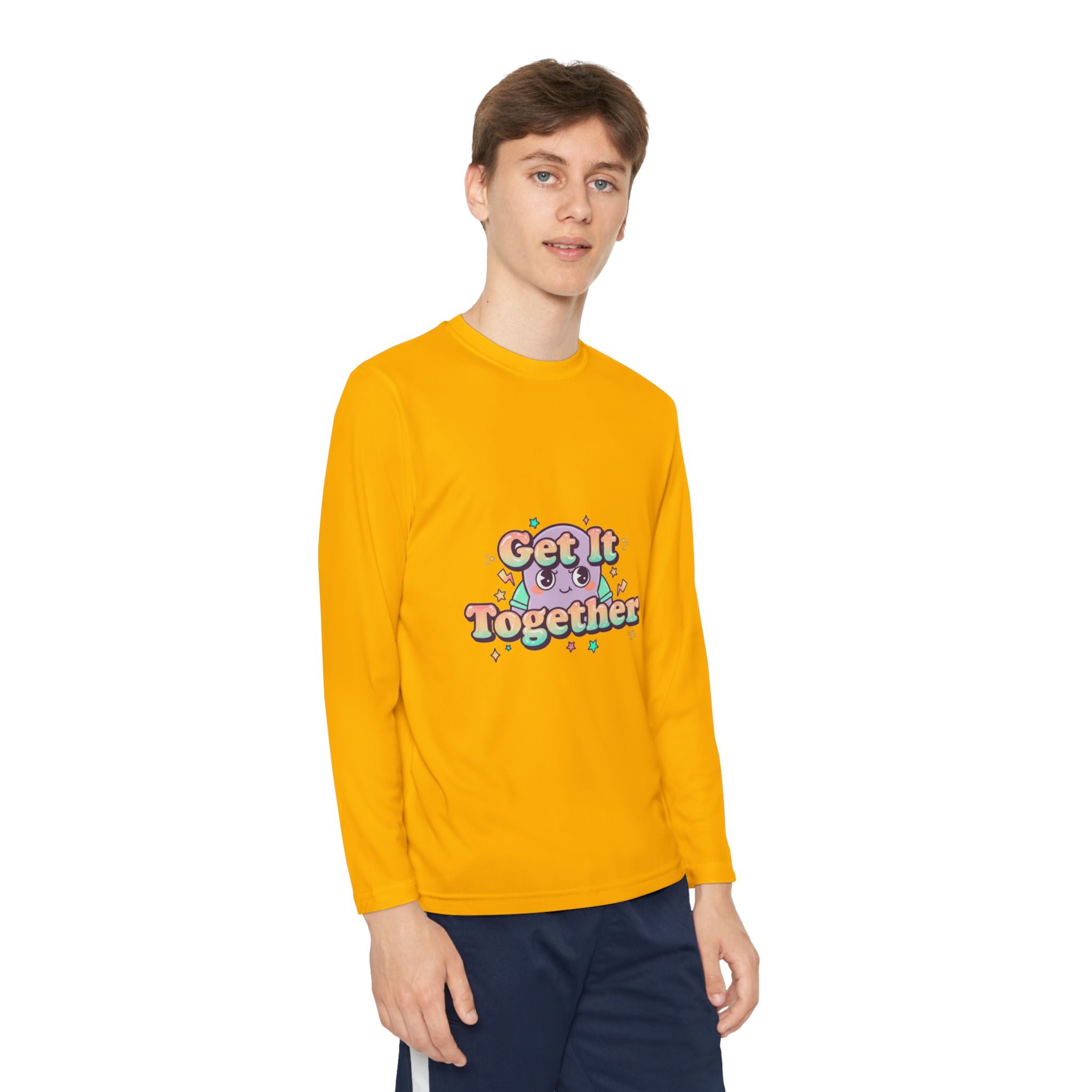 Get It Together Youth Long Sleeve Tee — Colorful Retro Motivation Shirt