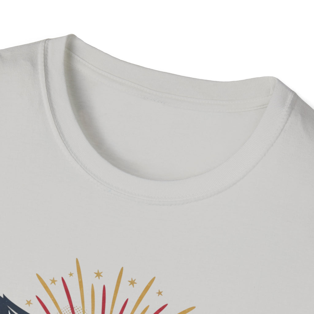 Patriotic Eagle T-Shirt — American Flag & Fireworks Graphic