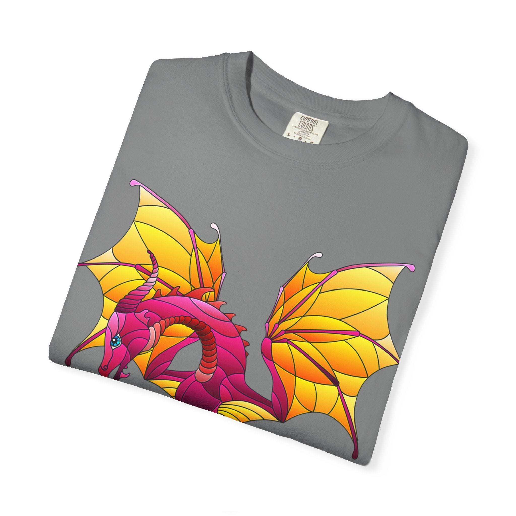 Dragon Graphic T-Shirt — Vibrant Pink & Gold Fantasy Tee
