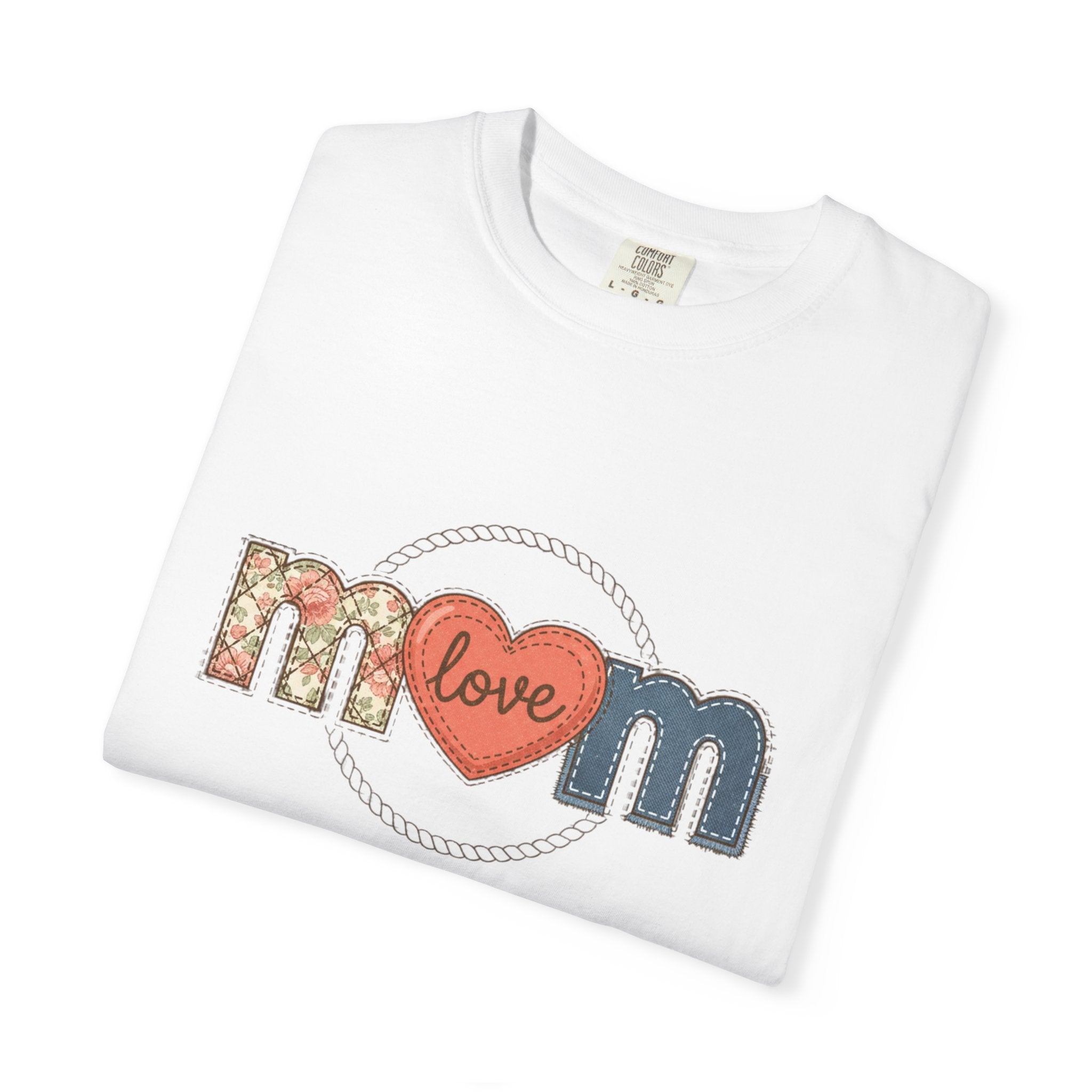 Mom Faux Love T-Shirt –Faux Floral Heart Mother's Day Tee