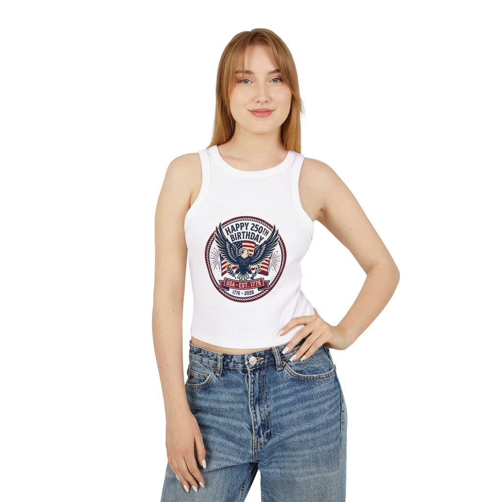 Happy 250th Birthday USA Eagle & Flag Racer Tank Top