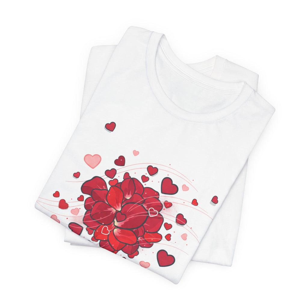 Heart Rose T-Shirt — Red Floral Heart Bouquet Tee
