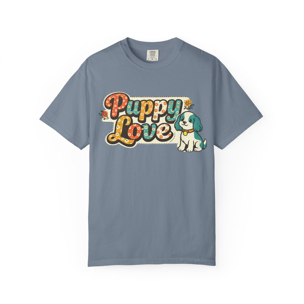 Faux Puppy Love T-Shirt — Retro Faux  Floral Dog Graphic Tee