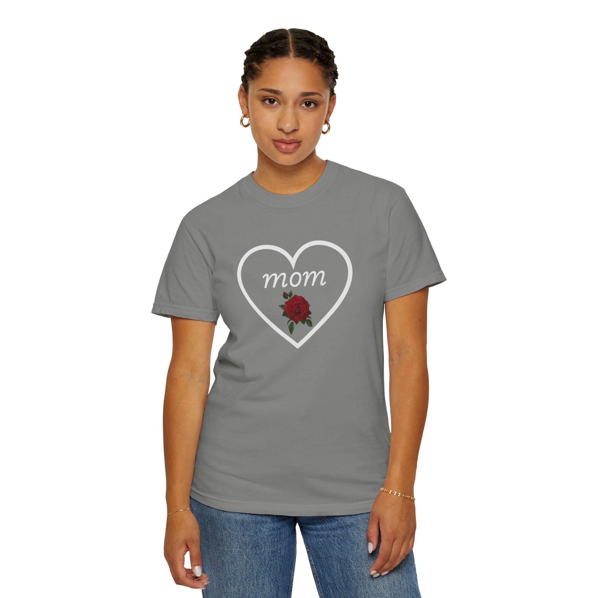 Rose Heart T‑Shirt — Mom Floral Graphic Tee