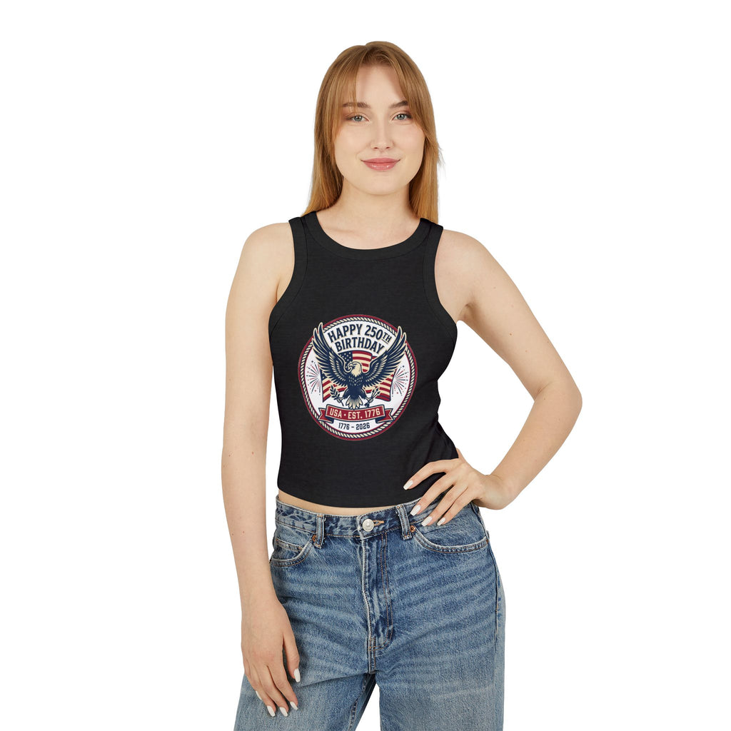 Happy 250th Birthday USA Eagle & Flag Racer Tank Top