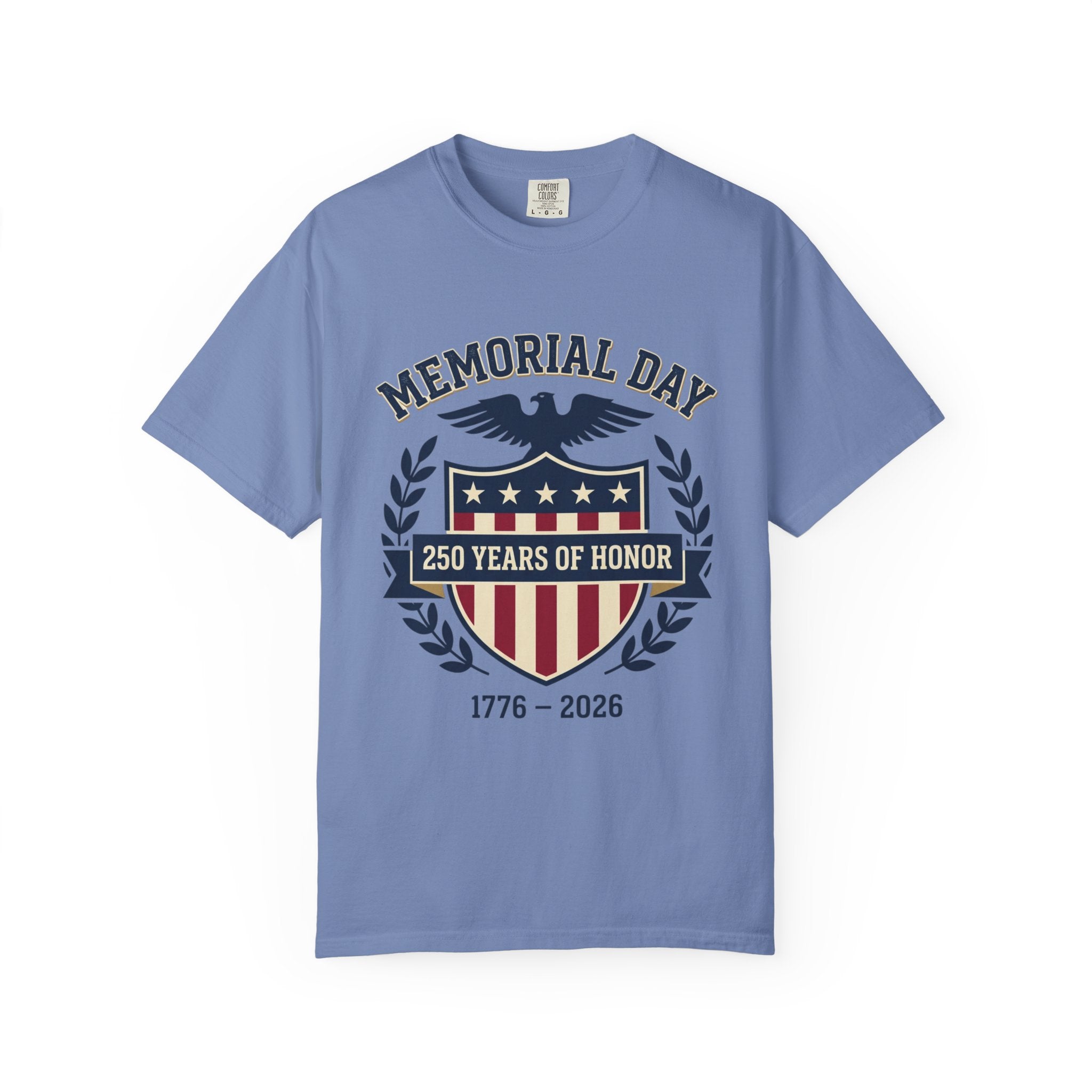 Memorial Day Shield T-Shirt — "250 Years of Honor 1776–2026" Patriotic Tee