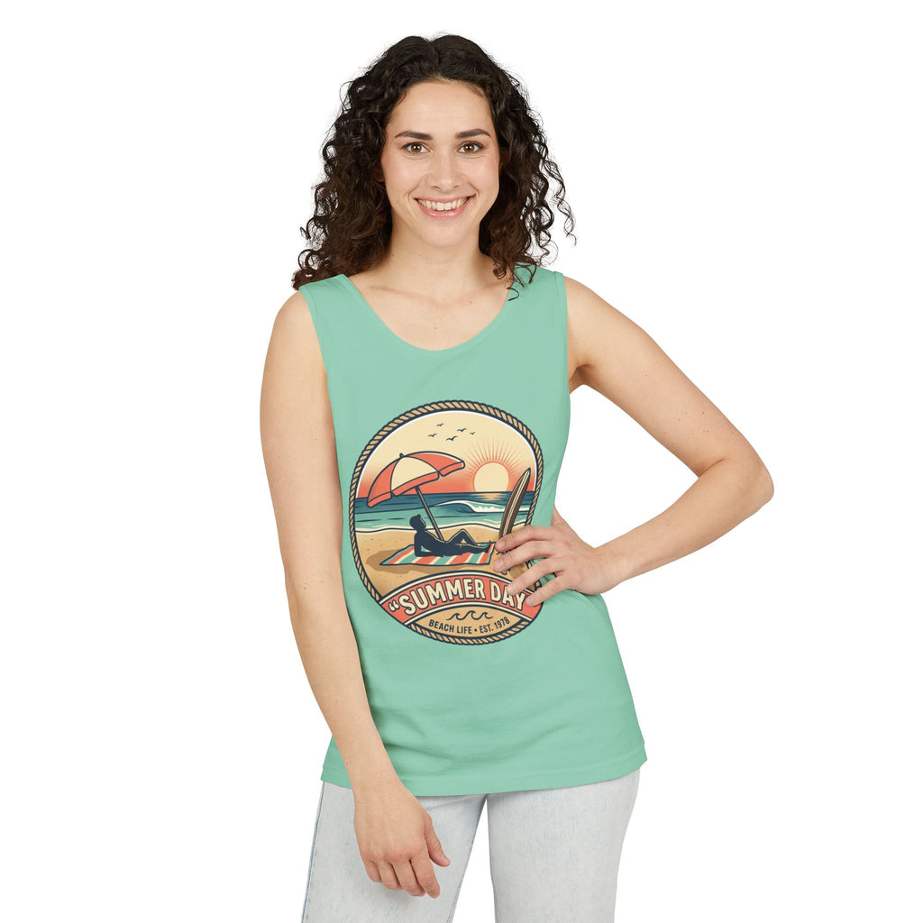 Summer Day Beach Tank Top — Retro Surf Paradise Design