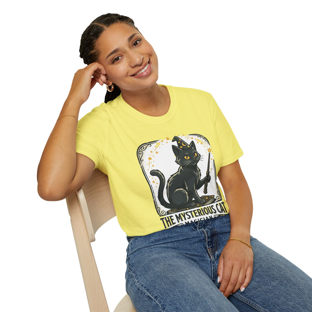 Magician Cat T-Shirt — "The Mysterious Cat" Cute Black Cat Magic Graphic Tee