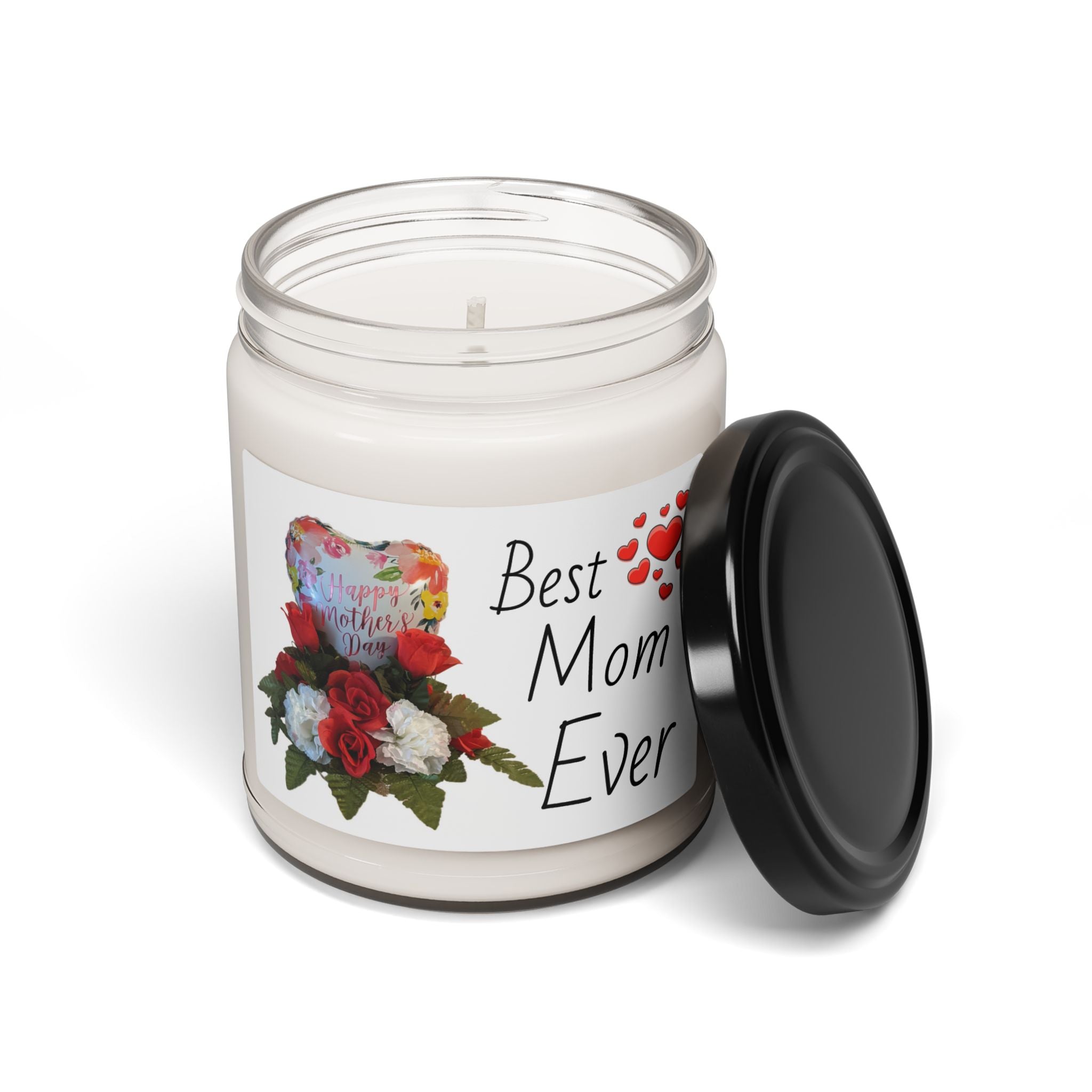 Mother's Day Scented Soy Candle — 'Happy Mother's Day' with Hearts & Roses (9 oz)