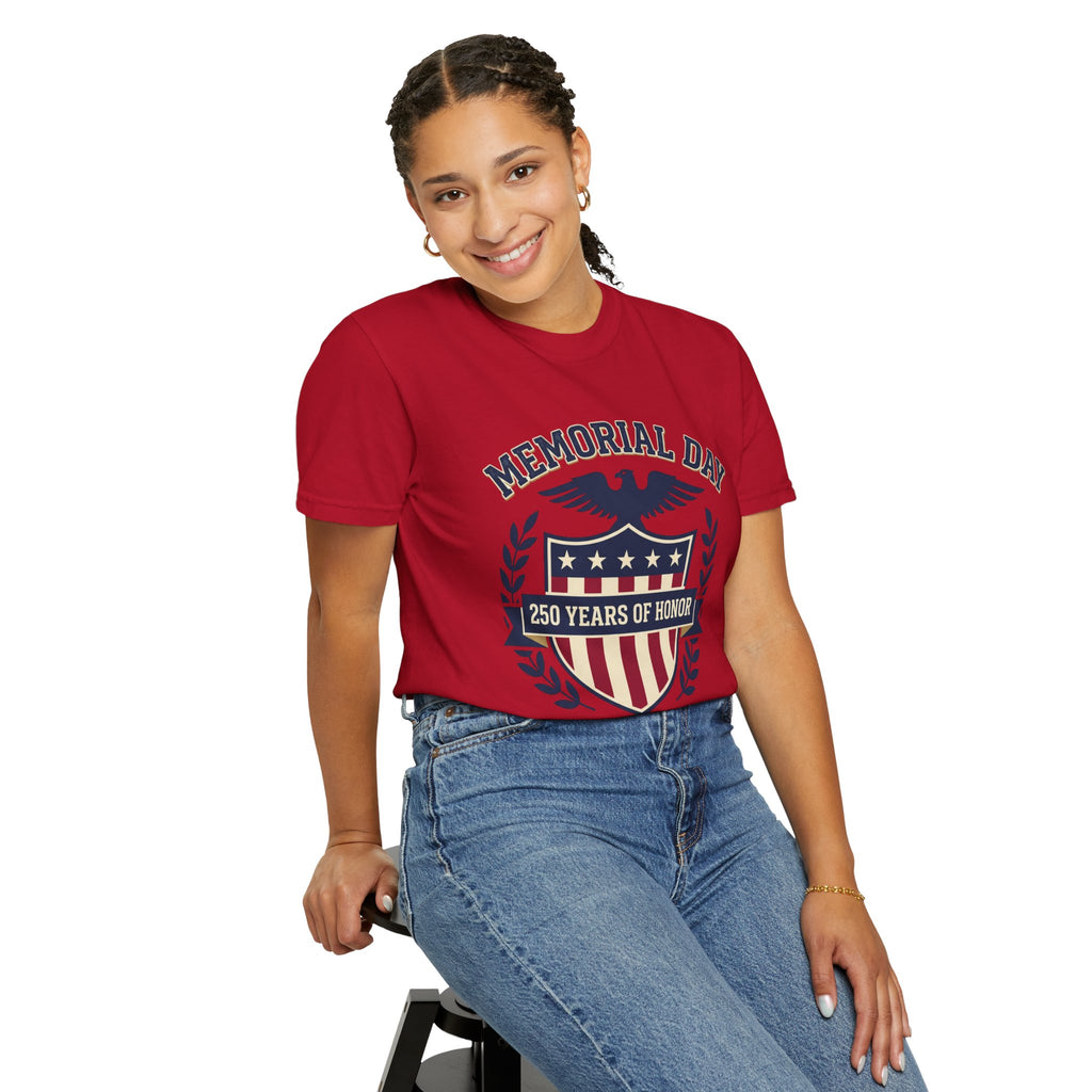 Memorial Day Shield T-Shirt — "250 Years of Honor 1776–2026" Patriotic Tee