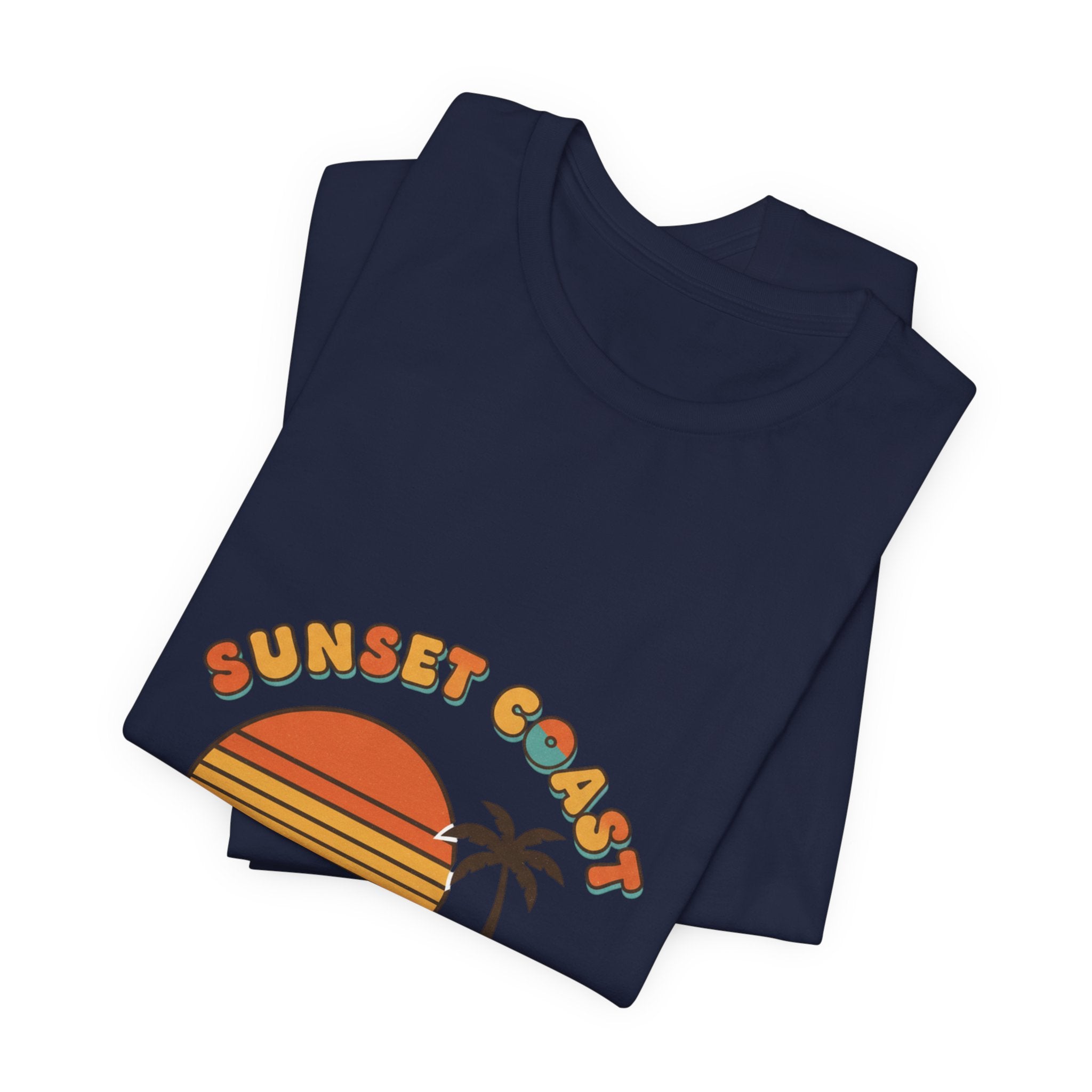 Sunset Coast Retro Surf Graphic Tee | 70s Sunset Shirt, Vintage Palm Postcard