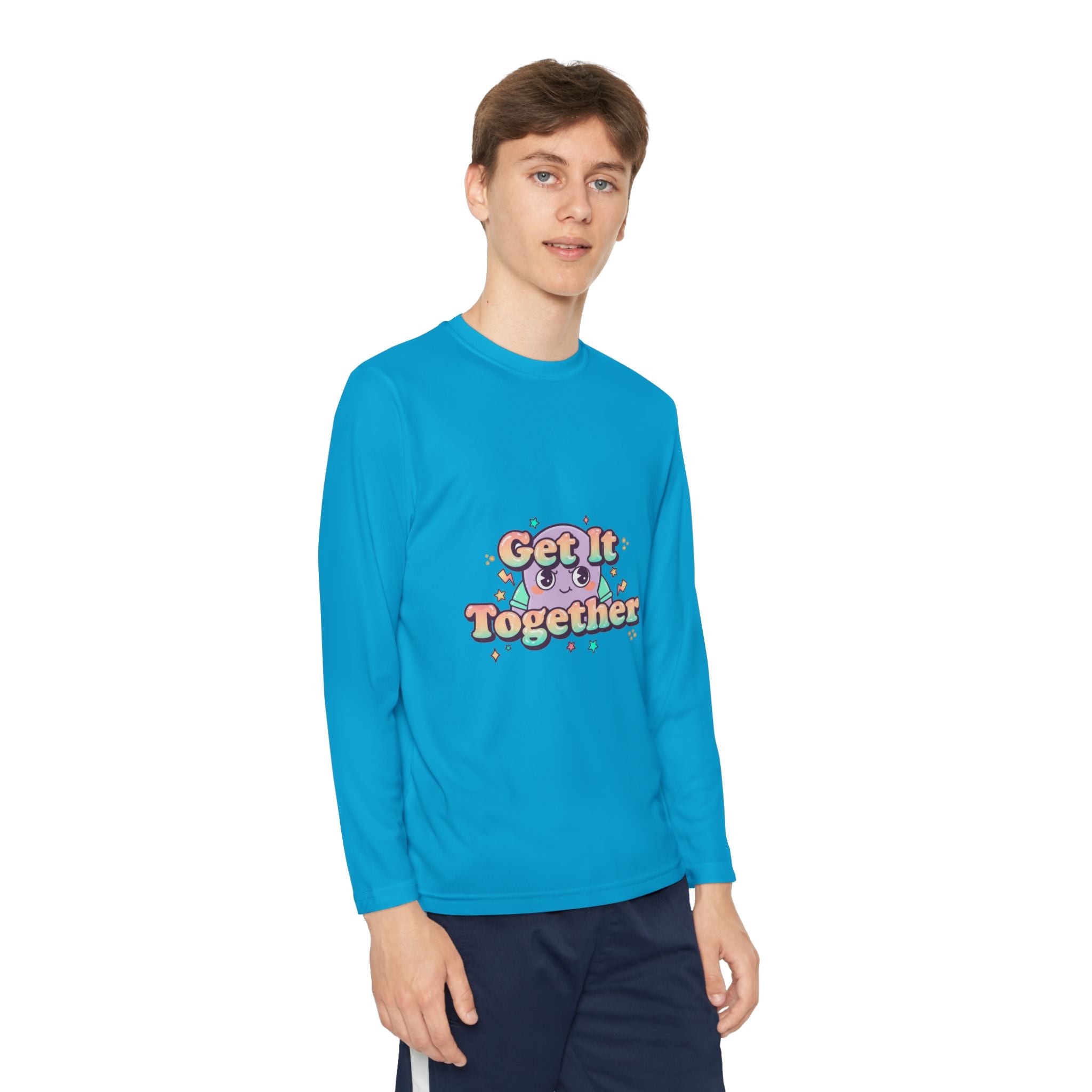 Get It Together Youth Long Sleeve Tee — Colorful Retro Motivation Shirt