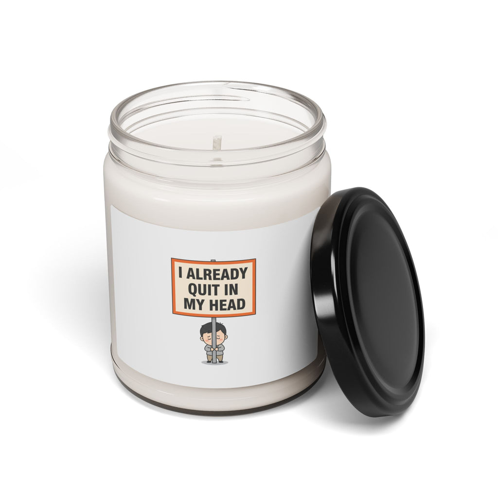 I Already Quit In My Head Soy Candle | Tiny Character Sign, Minimal Protest Art
