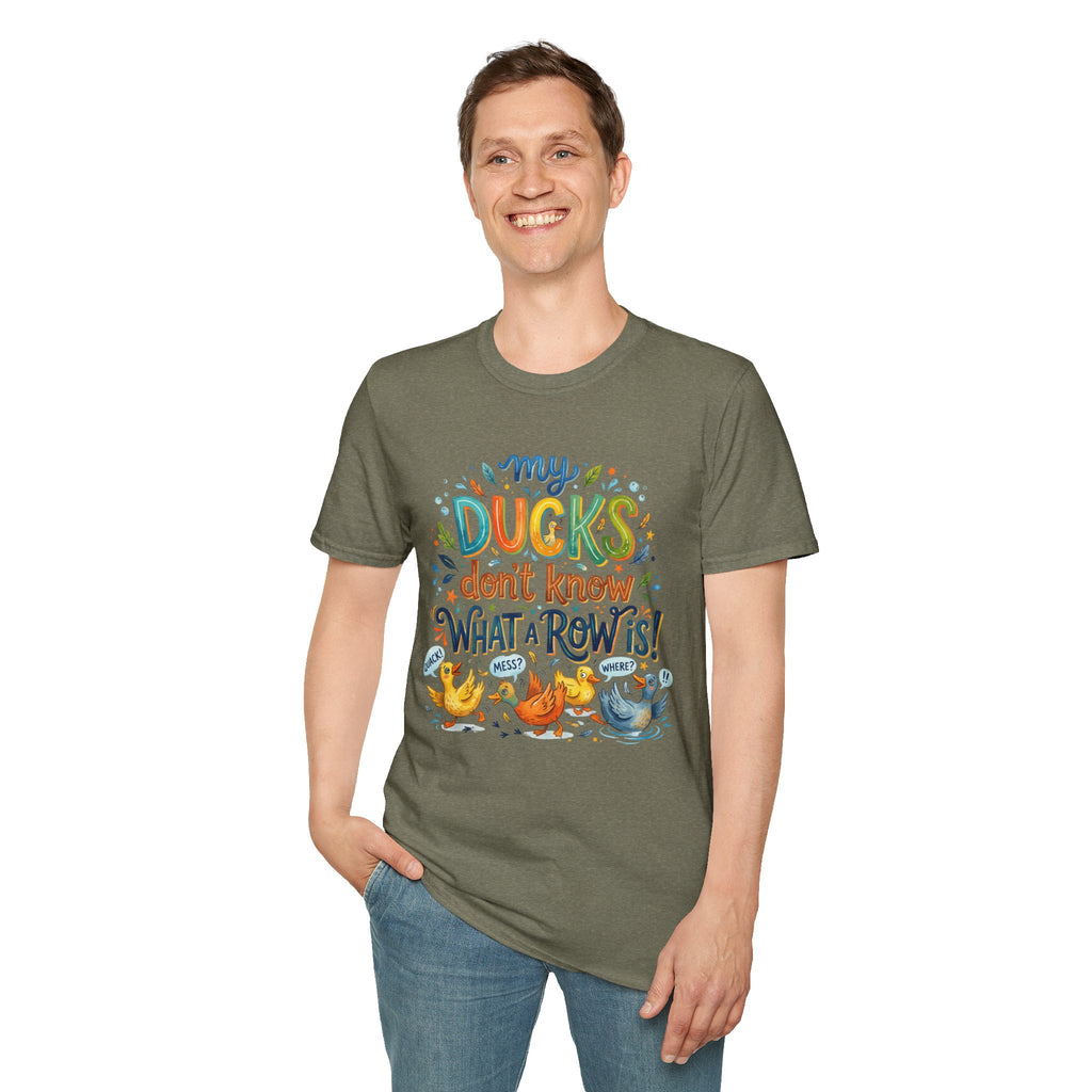 T-Shirt — "My Ducks Don't Know What A Row Is" Cute Duck Cartoon Tee