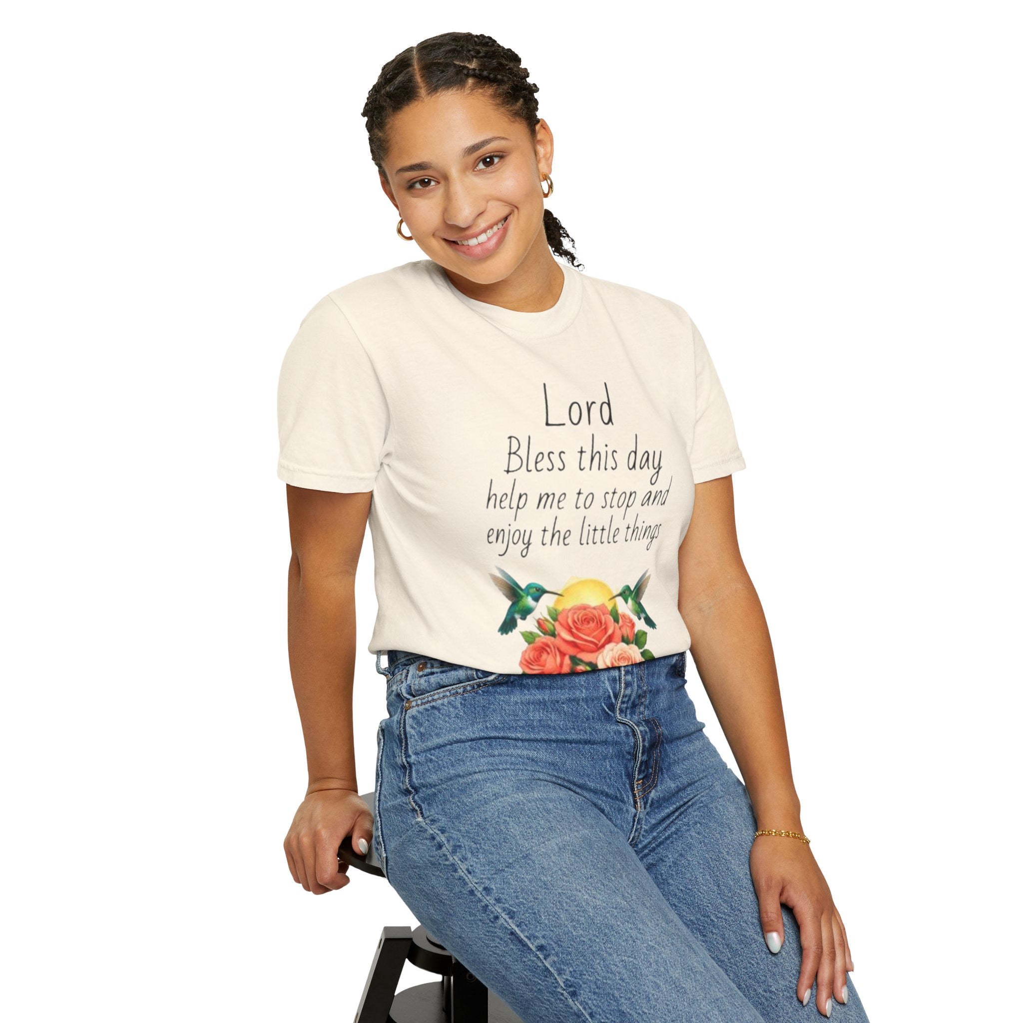 Christian Floral T‑Shirt — “Lord Bless This Day” Inspirational Prayer Tee