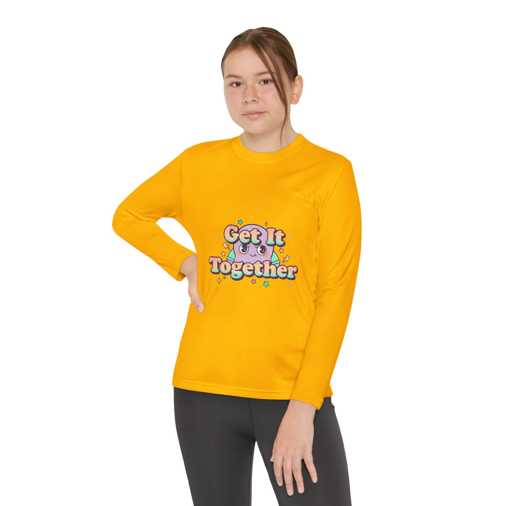 Get It Together Youth Long Sleeve Tee — Colorful Retro Motivation Shirt