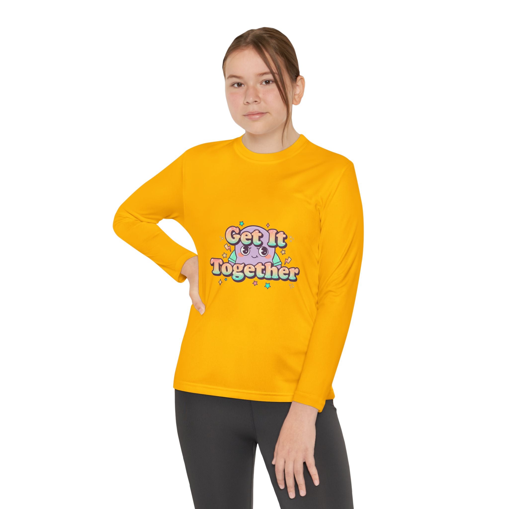 Get It Together Youth Long Sleeve Tee — Colorful Retro Motivation Shirt