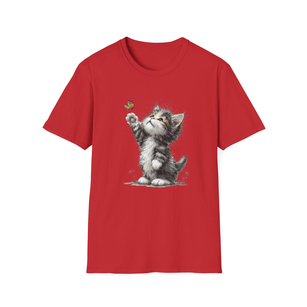 Cute Kitten & Butterfly T-Shirt — Adorable Cat Graphic Tee for Cat Lovers