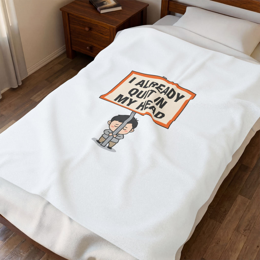 Tiny character holding sign blanket | Velveteen Plush Blanket, protest sign meme