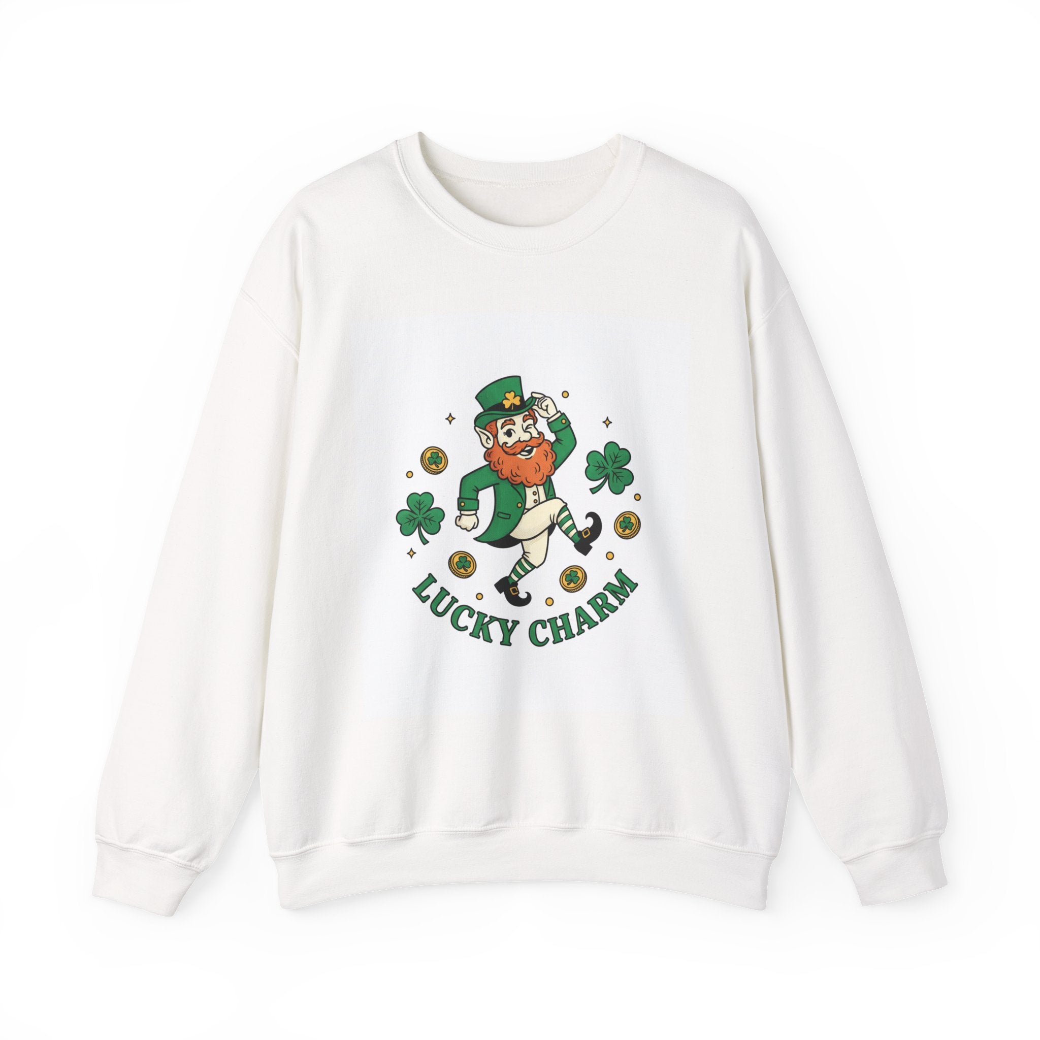 Lucky Charm Crewneck Sweatshirt — Retro Leprechaun St. Patrick's Day Pullover