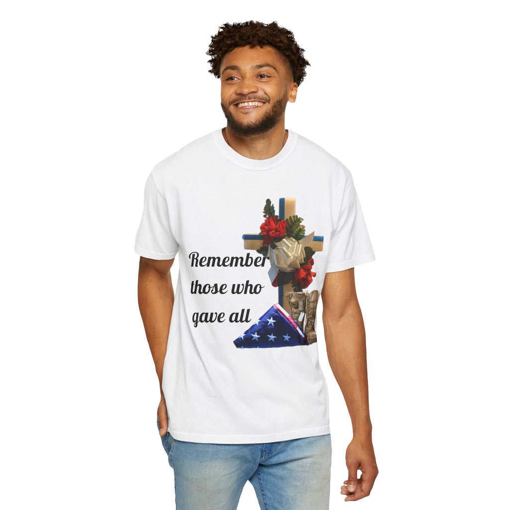 Veteran Tribute T-Shirt — Folded Flag, Cross & Combat Boots