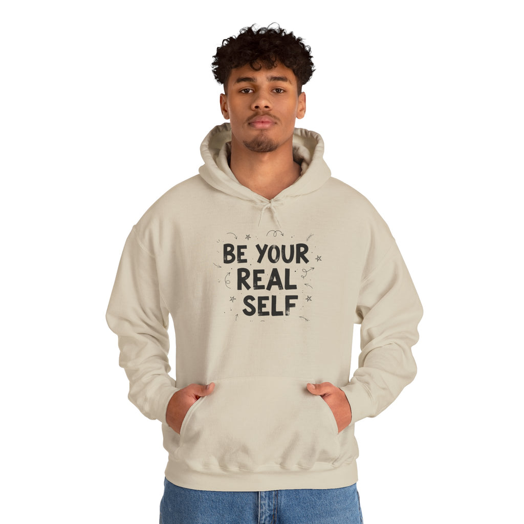 Be Your Real Self Hoodie | handwritten marker art, doodle scribble design
