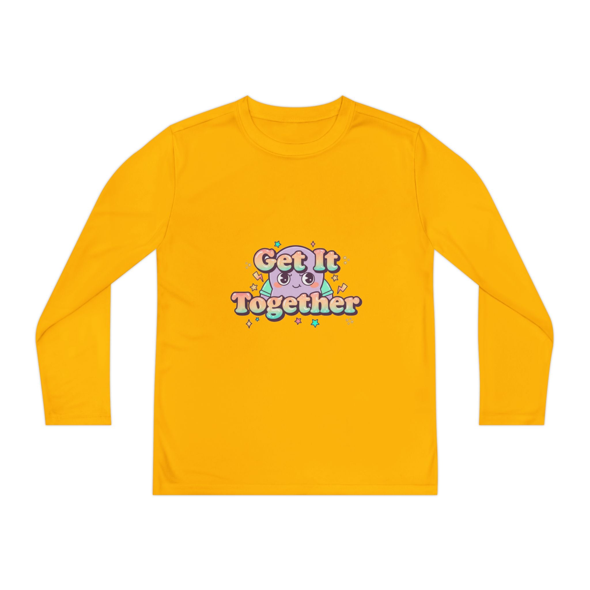 Get It Together Youth Long Sleeve Tee — Colorful Retro Motivation Shirt