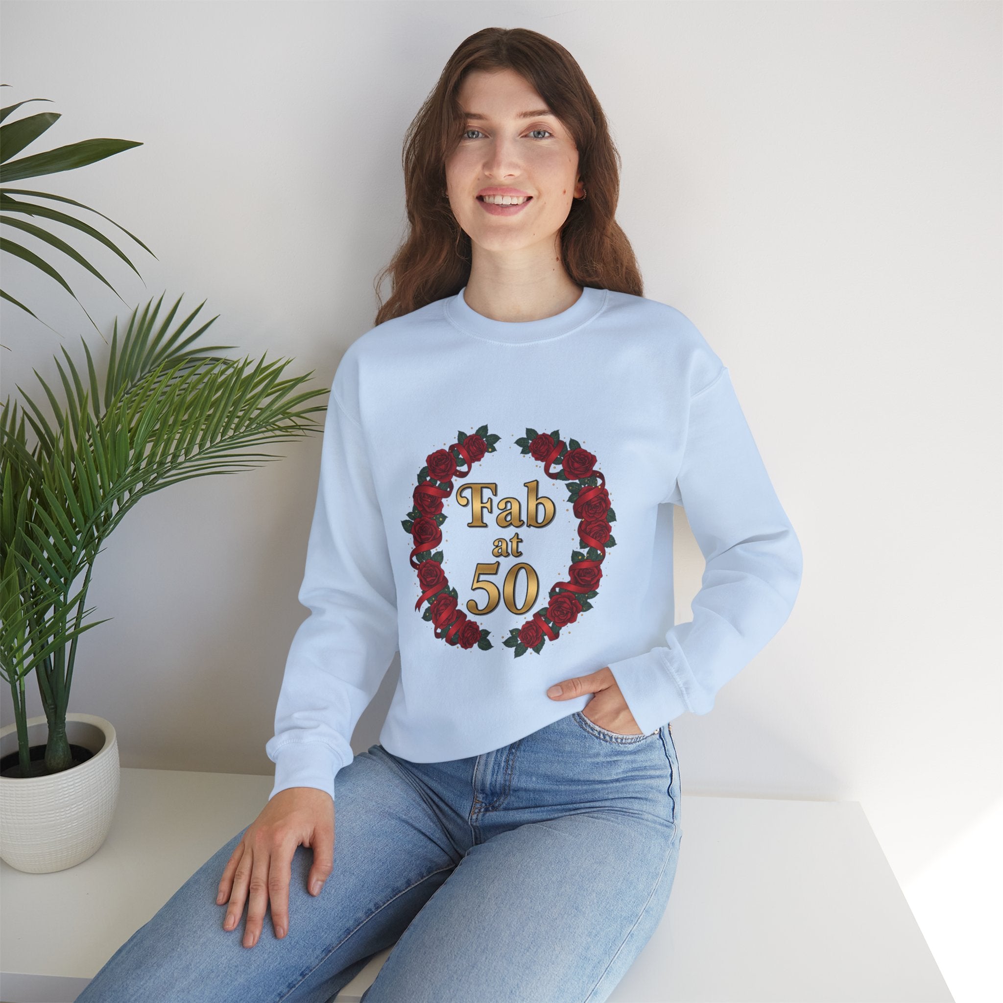 Fab at 50 Rose Wreath Crewneck Sweatshirt