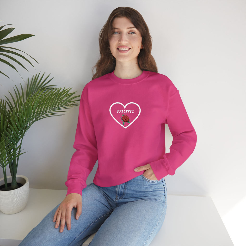 Mom Heart Rose Crewneck Sweatshirt — Mother's Day Gift