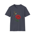 Hummingbird & Red Rose T‑Shirt — Floral Nature Tee #2
