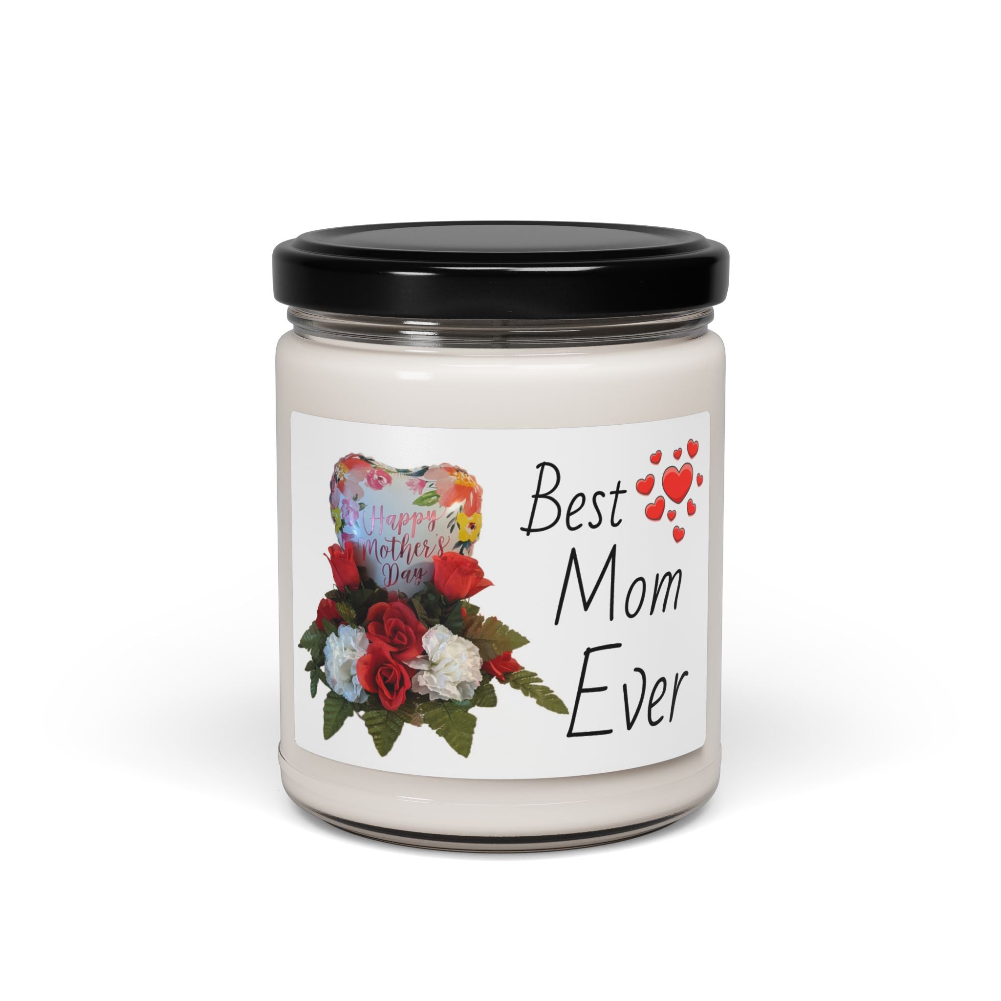 Mother's Day Scented Soy Candle — 'Happy Mother's Day' with Hearts & Roses (9 oz)