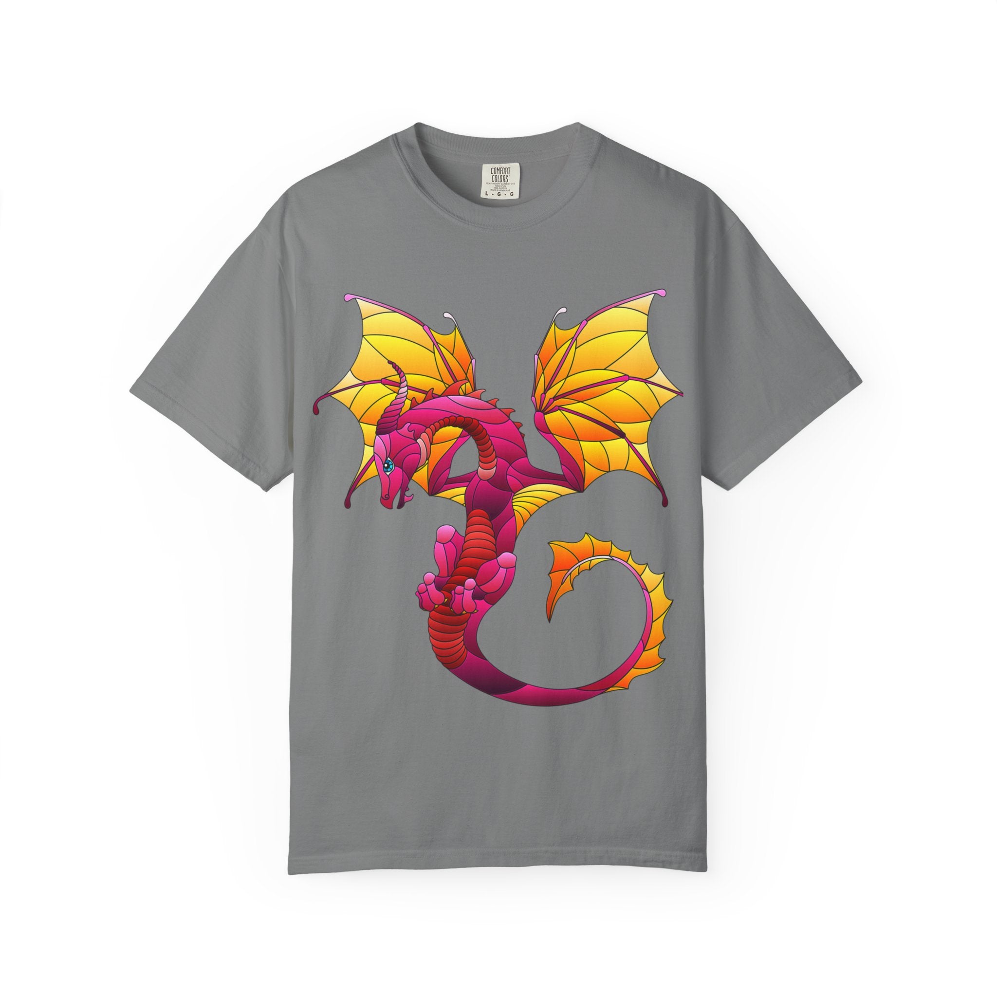 Dragon Graphic T-Shirt — Vibrant Pink & Gold Fantasy Tee