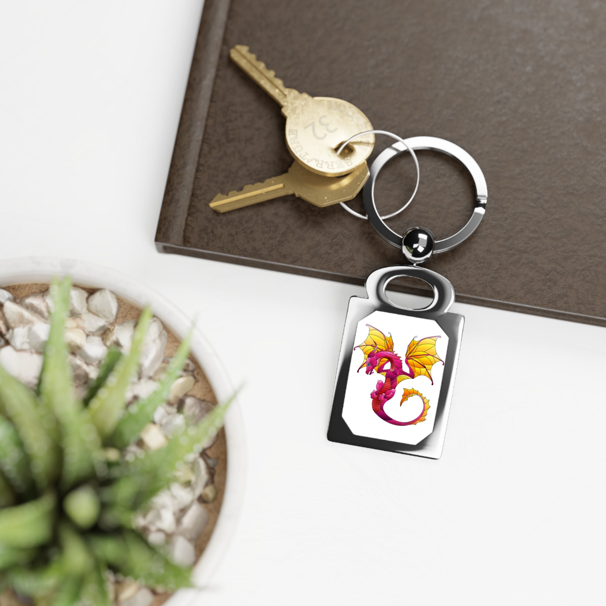 Dragon Rectangle Keyring — Colorful Fantasy Photo Keychain