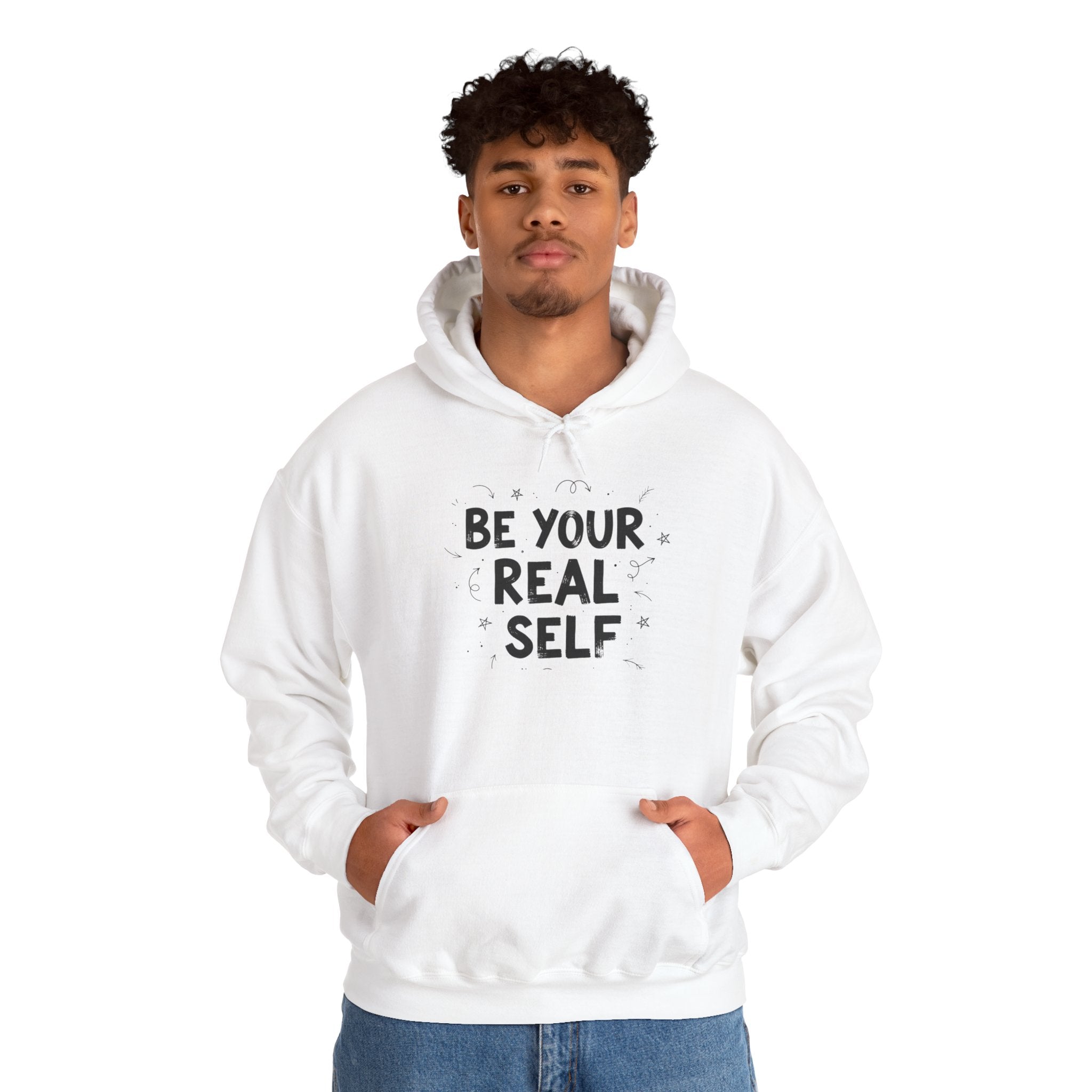 Be Your Real Self Hoodie | handwritten marker art, doodle scribble design