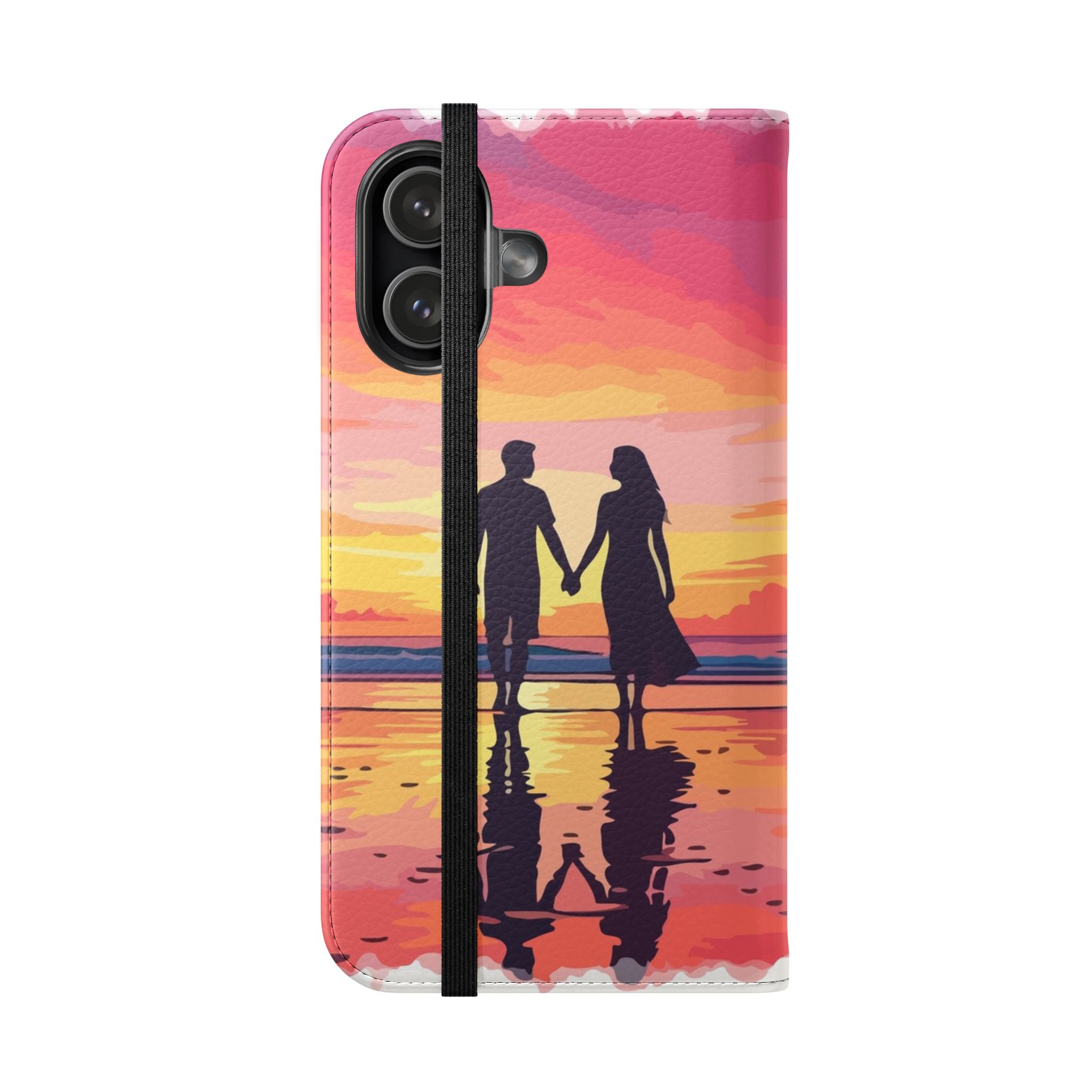 iPhone 17 Romantic Sunset Couple Flip Phone Case