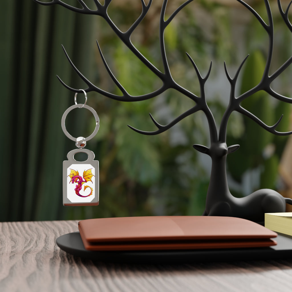 Dragon Rectangle Keyring — Colorful Fantasy Photo Keychain