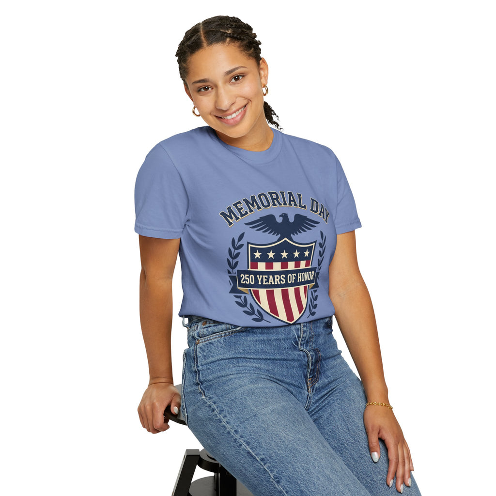 Memorial Day Shield T-Shirt — "250 Years of Honor 1776–2026" Patriotic Tee