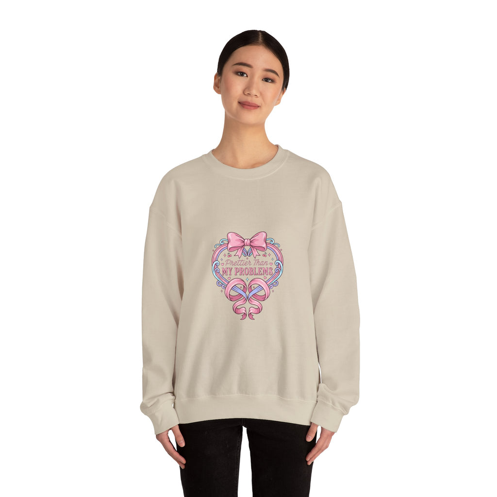 My Problems Heart Ribbon Sweatshirt | Coquette Ribbon Art, Pastel Humor